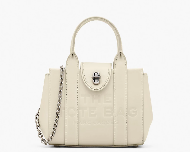 The Turnlock Crossbody Tote Bag white